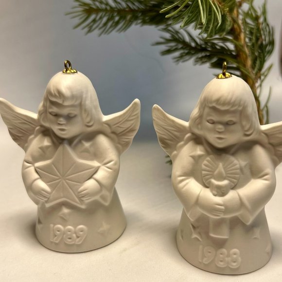 Vintage Goebel Angel-Bell Christmas Ornaments - 1988 & 1989 Annual Editions - - Picture 1 of 6